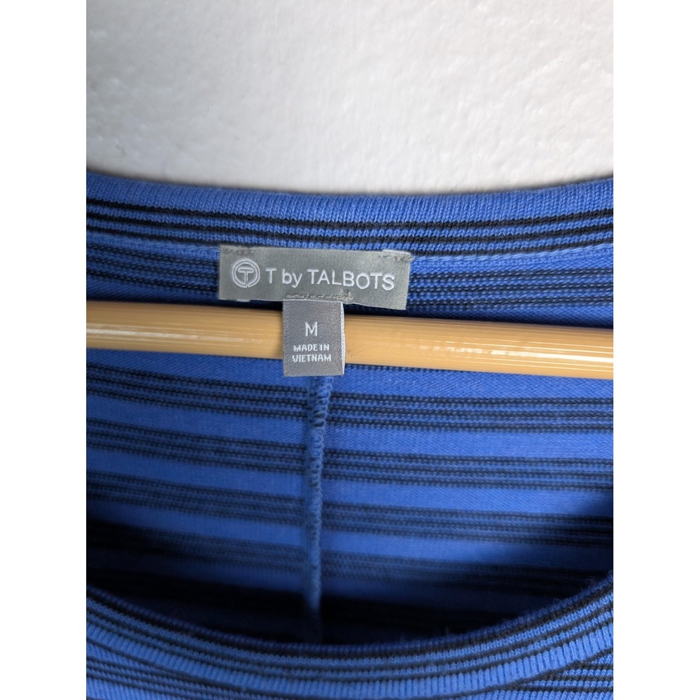 T By Talbots Dress Womens M Blue Midi T Shirt Dress Striped Scoop Neck - Picture 2 of 9
